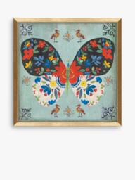 John Lewis Aimee Wilson 'Frida Butterfly' Framed Print, 32 x 32cm, Blue/Gold