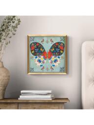 John Lewis Aimee Wilson 'Frida Butterfly' Framed Print, 32 x 32cm, Blue/Gold - thumbnail 2