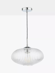 Där Edmond Ribbed Glass Ceiling Light, Clear/Polished Chrome - thumbnail 2