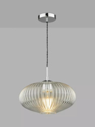 Där Edmond Ribbed Glass Ceiling Light, Clear/Polished Chrome - thumbnail 6