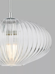 Där Edmond Ribbed Glass Ceiling Light, Clear/Polished Chrome - thumbnail 5