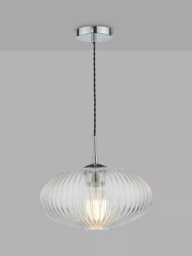 Där Edmond Ribbed Glass Ceiling Light, Clear/Polished Chrome