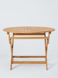 John Lewis Classic Teak Wood Folding Round Garden Dining Table, 110cm, Natural - thumbnail 2