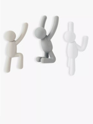Umbra Buddy Wall-Mounted Coat Hook Hangers, Set of 3, Grey/Multi - thumbnail 2