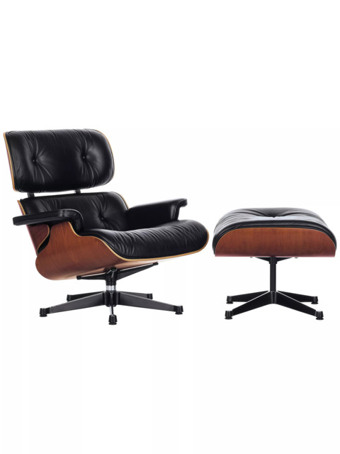 Vitra Eames Premium Leather Lounge Chair and Ottoman, Black/Palisander - image 1