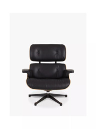 Vitra Eames Premium Leather Lounge Chair and Ottoman, Black/Palisander - thumbnail 4