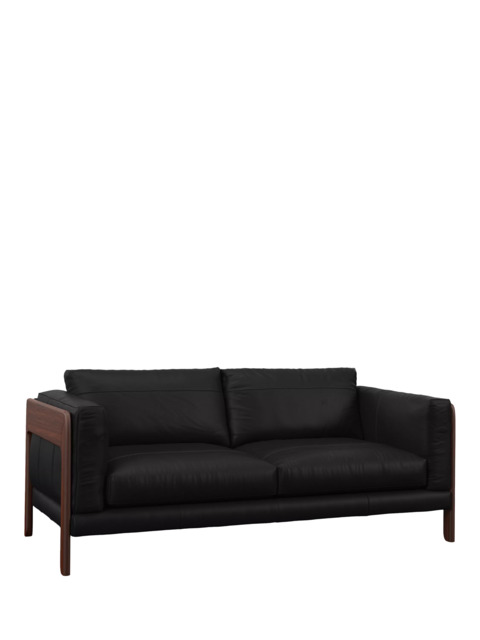 John Lewis Nest Large 3 Seater Leather Sofa, Dark Leg - image 1
