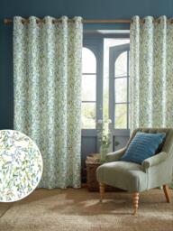 Laura Ashley Brayton Leaves Pair Lined Eyelet Curtains, Multi - thumbnail 2