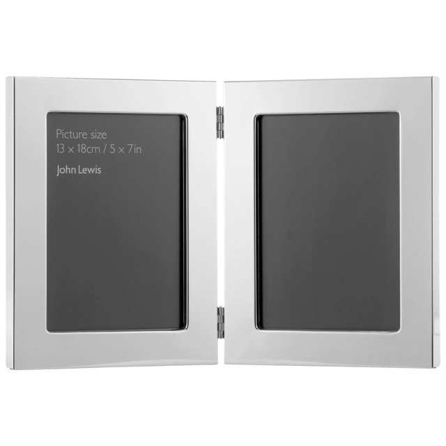 John Lewis Wide Border Double Photo Frame, Silver Plated - image 1
