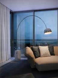 Flos Arco Carrara Marble Base Floor Lamp, Grey Steel - thumbnail 2