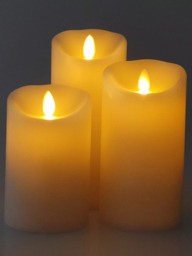 Luminara LED Wax Pillar Candles, Set of 3, Ivory - thumbnail 2