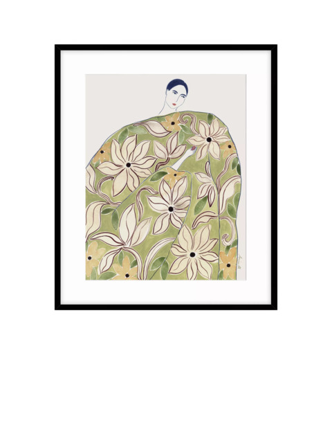 John Lewis La Poire 'Summer Coat' Framed Print & Mount, Green/Apricot - image 1