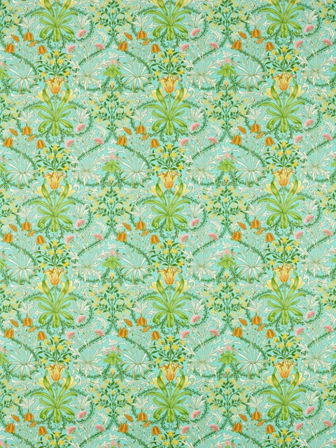 Morris & Co. Ben Pentreath Woodland Weeds Made to Measure Curtains or Roman Blind, Orange/Turquoise - image 1