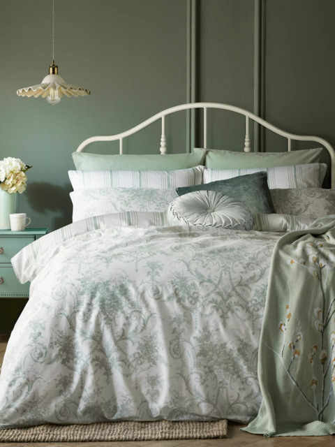 Laura Ashley Tuileries Reversible 200 Thread Count Cotton Duvet Cover Set - image 1