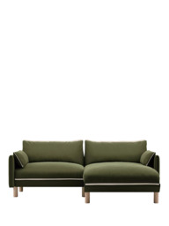 Cozmo Cozy 3 Seater RHF Chaise Sofa, Dark Green Velvet Natural Piping - thumbnail 3