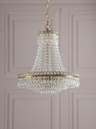 Laura Ashley Enid 5 Arm Crystal Chandelier Ceiling Light, Antique Brass - thumbnail 6