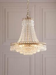Laura Ashley Enid 5 Arm Crystal Chandelier Ceiling Light, Antique Brass - thumbnail 2