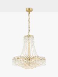 Laura Ashley Enid 5 Arm Crystal Chandelier Ceiling Light, Antique Brass - thumbnail 1