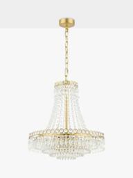 Laura Ashley Enid 5 Arm Crystal Chandelier Ceiling Light, Antique Brass - thumbnail 3
