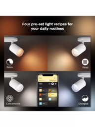 Philips Hue White & Colour Ambiance Fugato Smart 3 Light LED Ceiling Spotlight, White - thumbnail 4