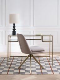 John Lewis Langham Glass Desk, Brass - thumbnail 2
