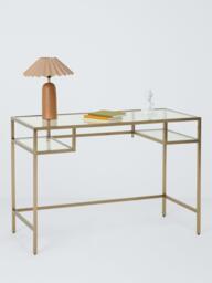 John Lewis Langham Glass Desk, Brass - thumbnail 5
