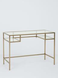 John Lewis Langham Glass Desk, Brass