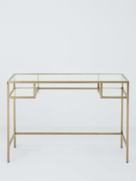John Lewis Langham Glass Desk, Brass - thumbnail 3
