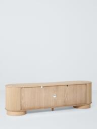 John Lewis Tambour Wood TV Unit, Oak - thumbnail 4