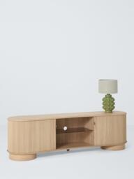 John Lewis Tambour Wood TV Unit, Oak - thumbnail 6