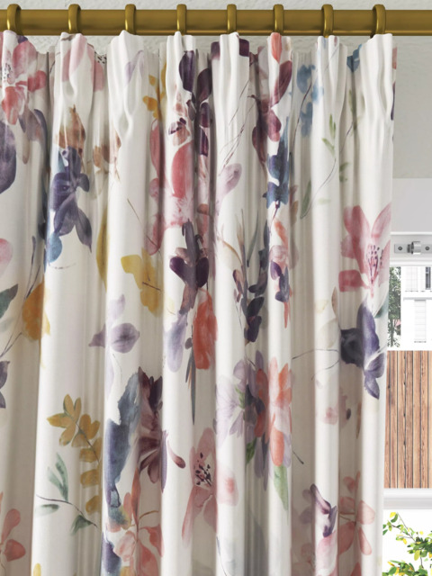 John Lewis Abelia Print Pair Blackout/Thermal Lined Curtains, Multi - image 1