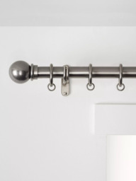 John Lewis Made to Order Select Classic Curtain Pole with Rings and Ball Finial, Wall Fix, Dia.25mm - thumbnail 3