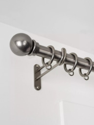 John Lewis Made to Order Select Classic Curtain Pole with Rings and Ball Finial, Wall Fix, Dia.25mm - thumbnail 2