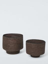 John Lewis Seagrass Pedestal Basket, Cocoa, Set of 2 - thumbnail 1