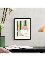 John Lewis Lucy Deaner 'Striped Green Bedroom' Framed Print & Mount, 42 x 32cm - thumbnail 2