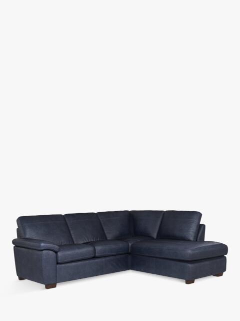 John Lewis Camden 5+ Seater RHF Chaise Corner End Leather Sofa, Dark Leg - image 1