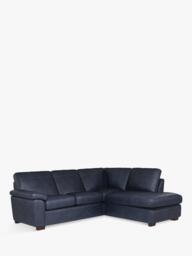 John Lewis Camden 5+ Seater RHF Chaise Corner End Leather Sofa, Dark Leg