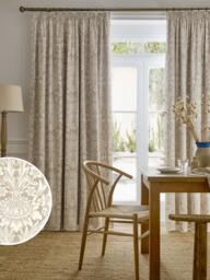 William Morris At Home Sunflower Pair Blackout Lined Pencil Pleat Curtains, Hessian Natural - thumbnail 2