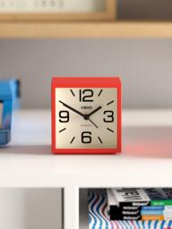 Newgate Clocks Mini Cubic Analogue Alarm Clock, Red - thumbnail 3