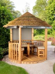 Breeze House Mara Classic Cape Reed Thatch Roof Circular Gazebo, FSC-Certified (Scandinavian Redwood) - thumbnail 2