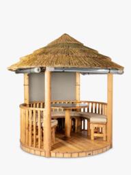 Breeze House Mara Classic Cape Reed Thatch Roof Circular Gazebo, FSC-Certified (Scandinavian Redwood)