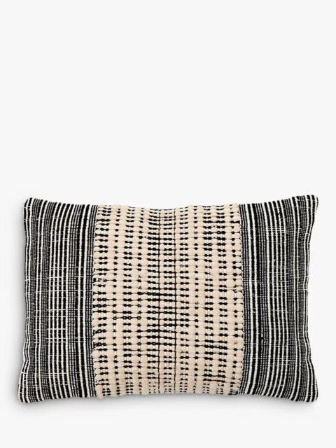 nkuku Mika Recycled Rectangular Cushion Cover, Natural / Black - image 1