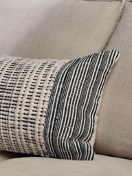 nkuku Mika Recycled Rectangular Cushion Cover, Natural / Black - thumbnail 3