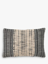 nkuku Mika Recycled Rectangular Cushion Cover, Natural / Black - thumbnail 1
