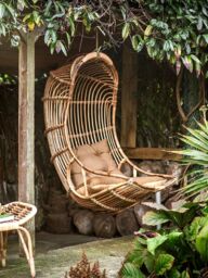 Nkuku Nesari Rattan Garden Hanging Chair, Natural - thumbnail 2