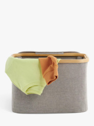 John Lewis Bamboo Rim Lidded Storage Basket, H25 x W38 x D26cm - thumbnail 2