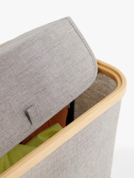 John Lewis Bamboo Rim Lidded Storage Basket, H25 x W38 x D26cm - thumbnail 3