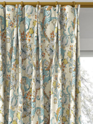 Clarke & Clarke Golden Lily Made to Measure Curtains or Roman Blind, Linen/Teal - thumbnail 4