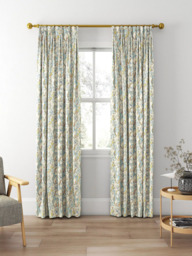 Clarke & Clarke Golden Lily Made to Measure Curtains or Roman Blind, Linen/Teal - thumbnail 5