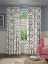 John Lewis Tulipa Embroidered Pencil Pleat Pair Lined Curtains, Lake Blue - thumbnail 2